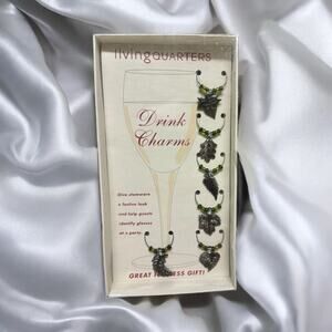 5/$35      Living Quarters Leaf Leaves‎ Wine Glass Drink Charms NEW NIB